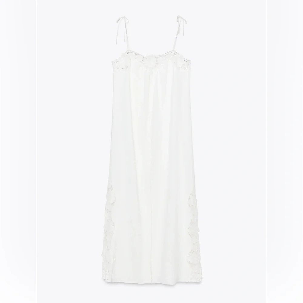Zara White Maxi Dress with Lace Details - Picture 3 of 13